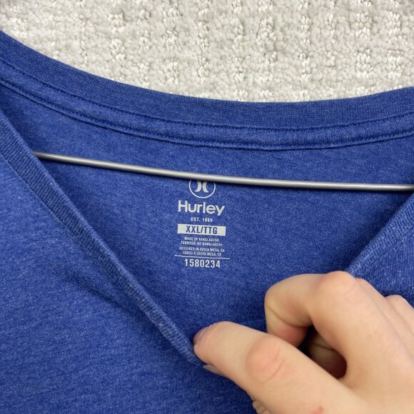 Hurley Skate Graphic T Shirt Men XXL Tie Dye Blue Baggy Fit Y2K Loose Blue Read - Picture 8 of 16